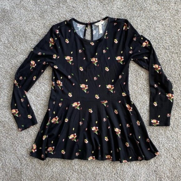 Matilda Jane black with floral print peplum top. Women's size S - Picture 5 of 8